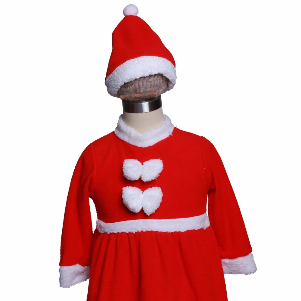 Eraspooky Kalėdų Kostiumas Vaikams Kalėdų Suknelė Mergaitėms 2017 Aksomo Santa Claus Suknelę Ir Skrybėlę Ir Nustatyti Vaikų Kalėdų Šluostės Nuotrauka 3