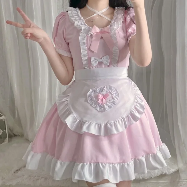 S-2XL Anime Lolita Dress Kavinė Kostiumai Rožinė Tarnaitė Suknelė Lolita Rinkiniai Cosplay Tarnaitė Restoranas Tarnaitė Mielas Suknelė Mergina Kawaii Apranga Nuotrauka 3