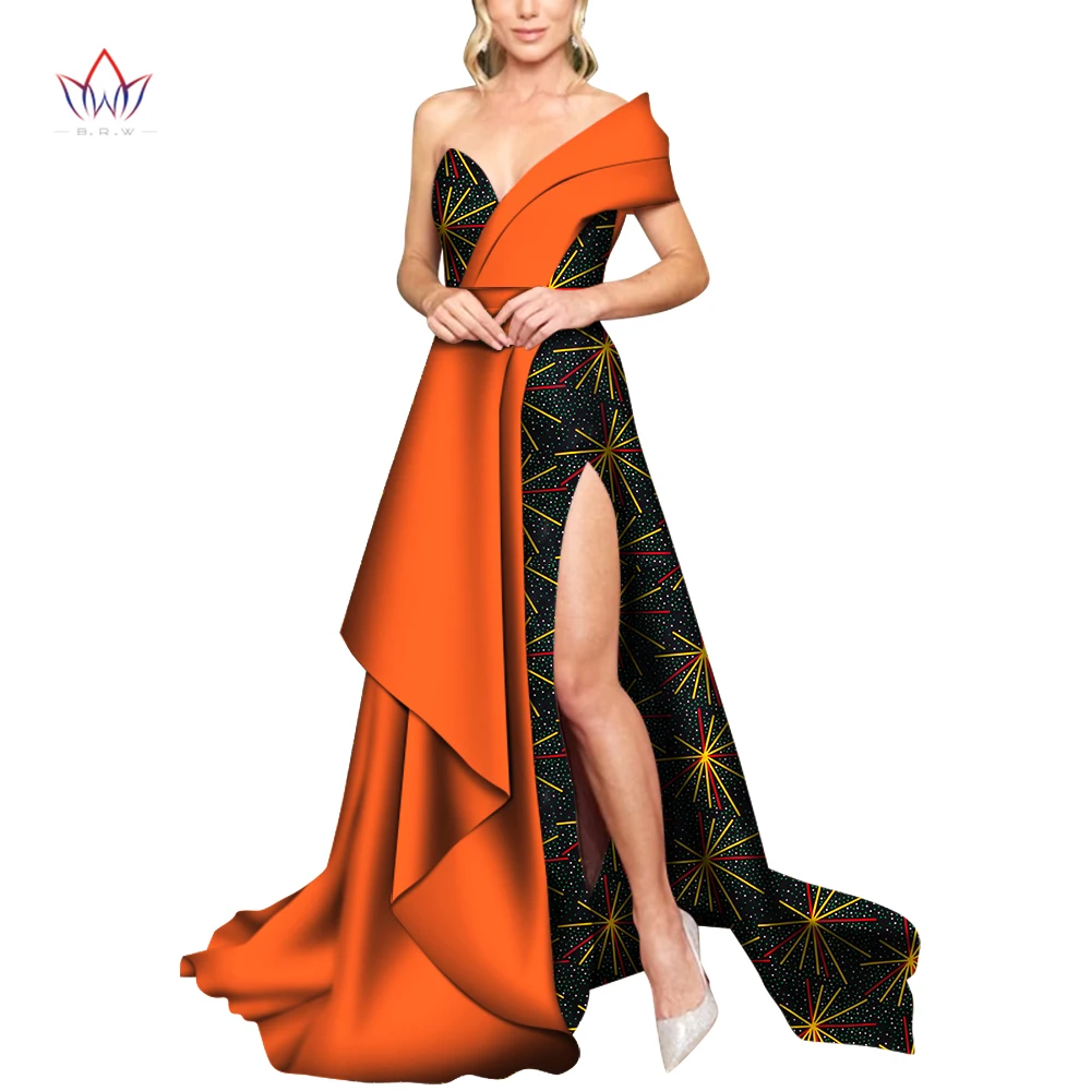 Afrikos suknelės moterims 2022 naujas elegantiškas vieno peties Afrikos Drabužių Mados Dizaino Dashiki Vakare Šalies Vestidos WY7356 Nuotrauka 1
