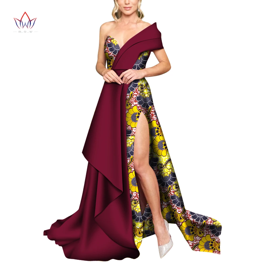 Afrikos suknelės moterims 2022 naujas elegantiškas vieno peties Afrikos Drabužių Mados Dizaino Dashiki Vakare Šalies Vestidos WY7356 Nuotrauka 3