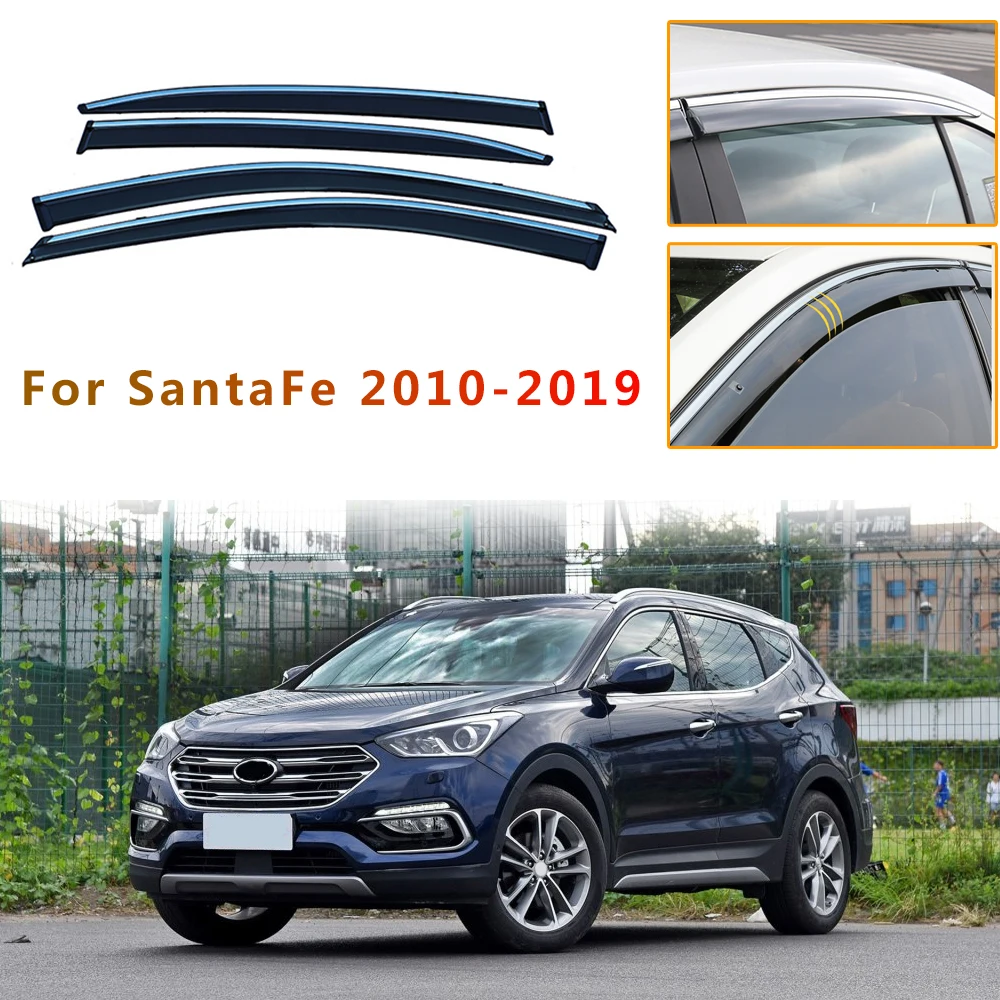 Lango Antveidžiai Hyundai SANTAFE 2010-2018 m. Dūmų Automobilio Langą Skydeliai Automobilio Saulės, Lietaus Apsaugas, Vėjo Deflektoriai Priedai 4Pcs Nuotrauka 0