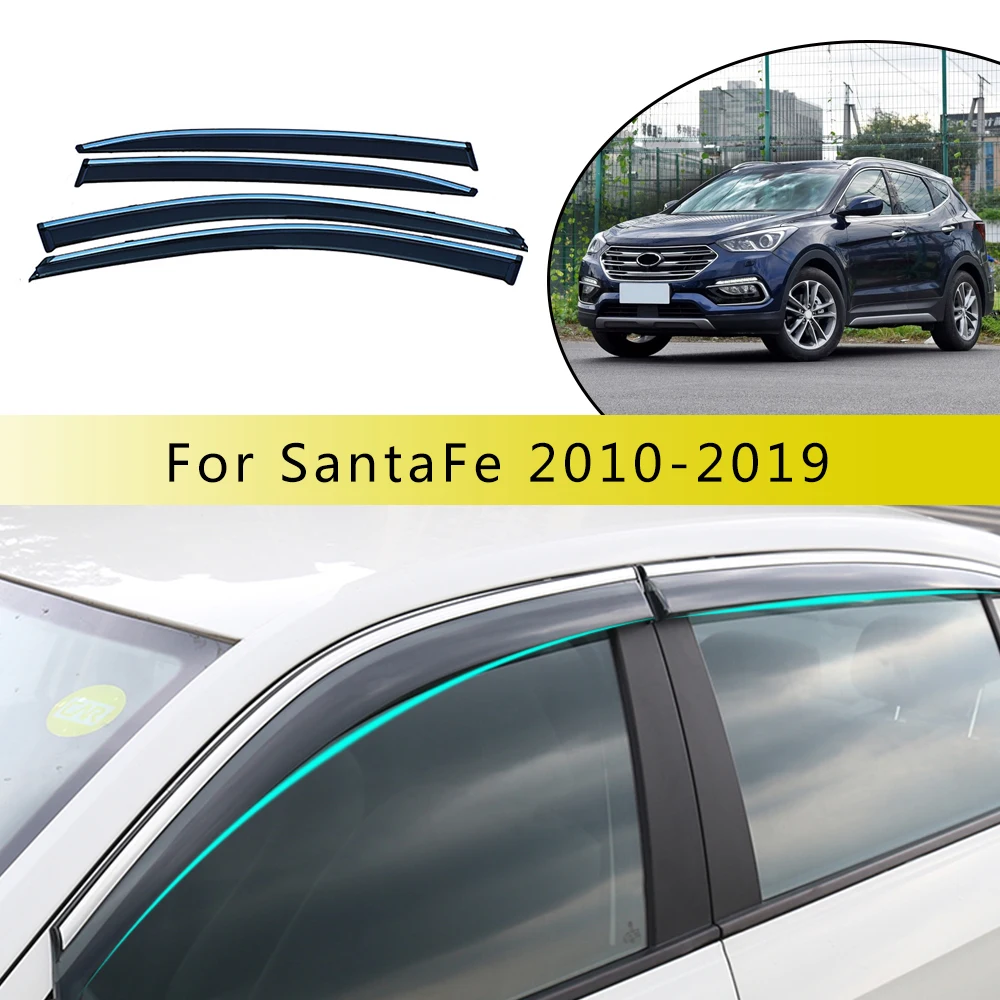 Lango Antveidžiai Hyundai SANTAFE 2010-2018 m. Dūmų Automobilio Langą Skydeliai Automobilio Saulės, Lietaus Apsaugas, Vėjo Deflektoriai Priedai 4Pcs Nuotrauka 3
