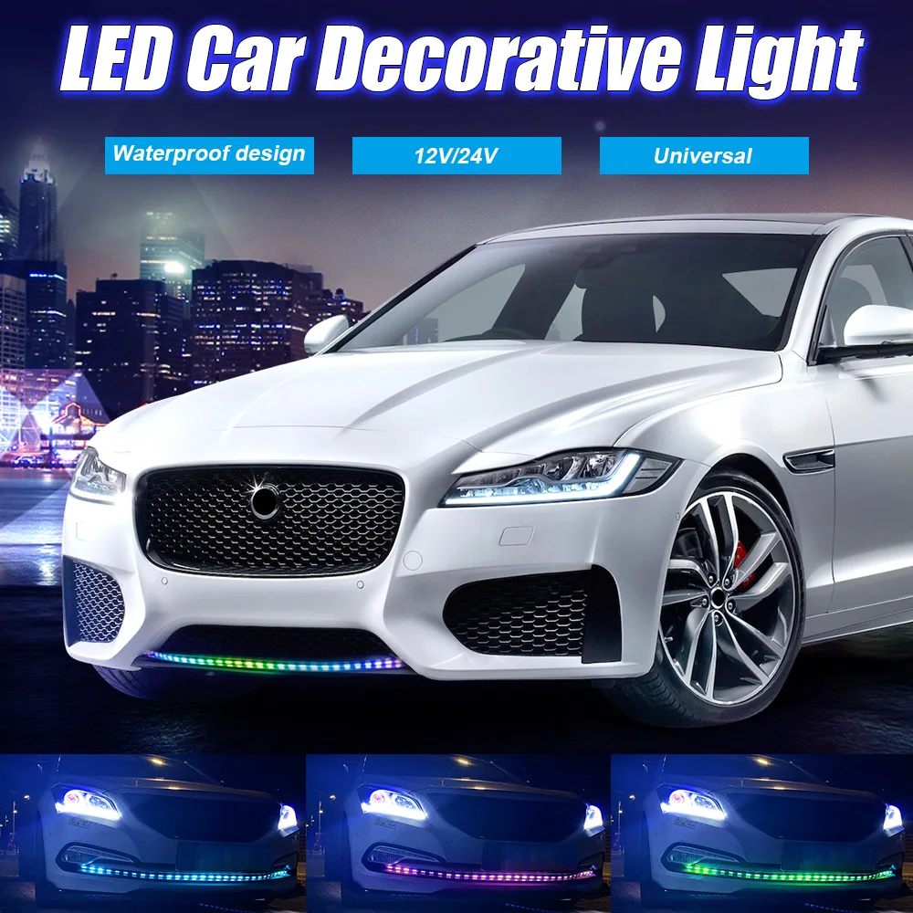 24V 12V Automobilio Grotelių Dekoratyvinis LED Juostelės, RGB Šviesos Mirksi Posūkio Signalo Lemputė Žibintai DRL Žibintai Dieną Veikia Auto Priedai Nuotrauka 0