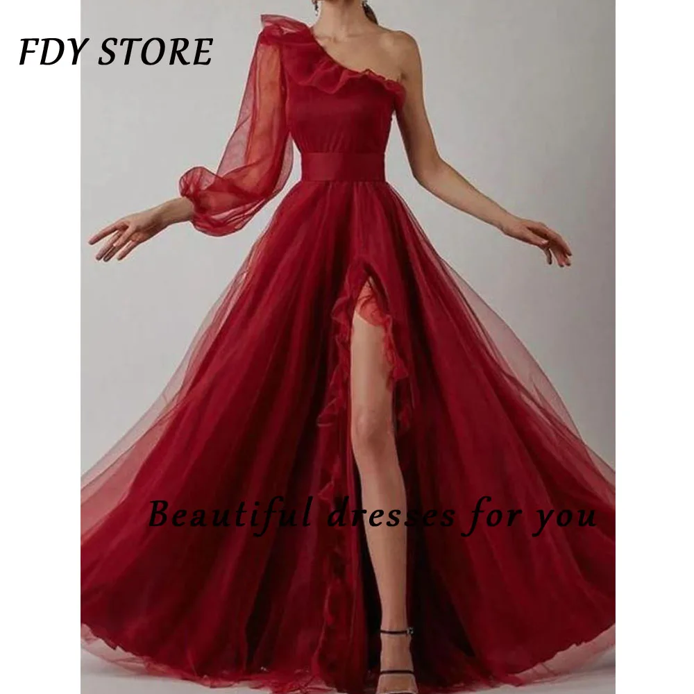 FDY išsaugoti Vieną petį-Line Pynimas Satino Elegantiškas Namų Prom Ball-gown vakarinę Suknelę Oficialus Šalies Moterims Nuotrauka 1