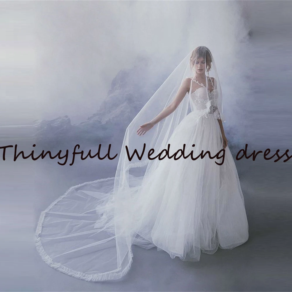 Thinyfull Šiuolaikinės Brangioji 3D Gėlių Vestuvių Suknelės Bohemijos Nuimamais Rankovėmis Beach-Line Bridal Nuotakos Suknelės, Vestidos Nuotrauka 3