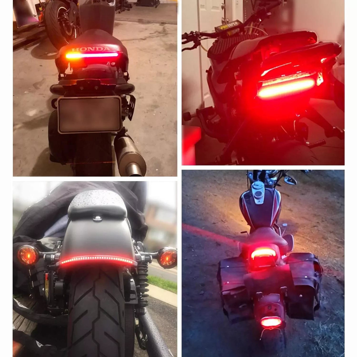 48 LED Motociklo Šviesos Juosta Juostos Uodega Posūkio Signalas Liekamosios Galiniai Stabdžiai Stop Lemputė Lemputė, Stabdžių Žibintas 2835 SMD 3014 Dual Spalva Nuotrauka 5