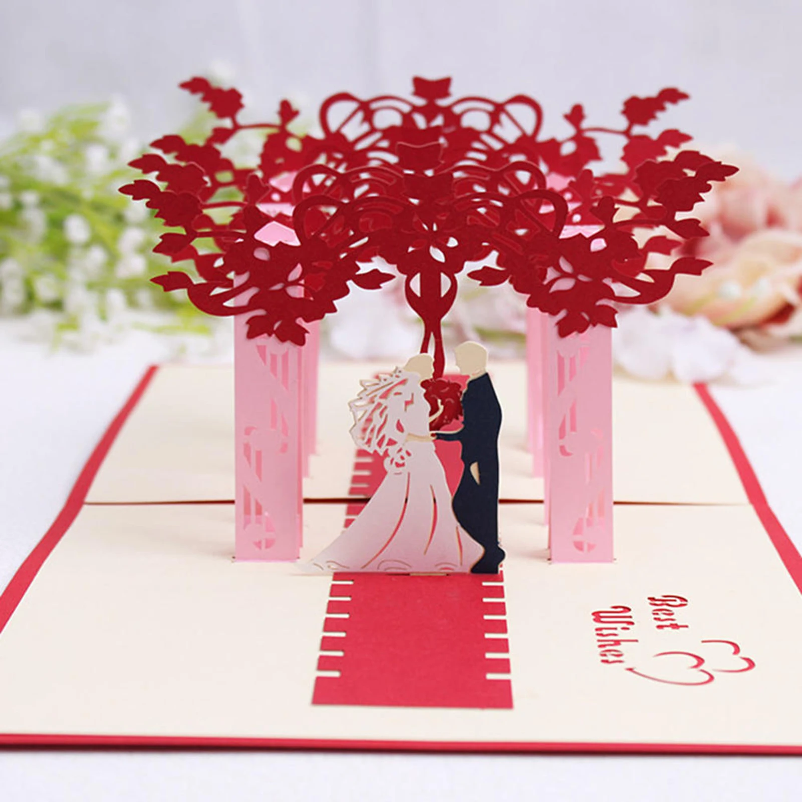 3D Pop-Up Korteles Gėlės Vestuvių Kortelės Jubiliejaus Dovanos Atvirukas Vestuvių Kvietimai, Atvirukai Valentino Dieną Šaliai Dekoro Nuotrauka 1