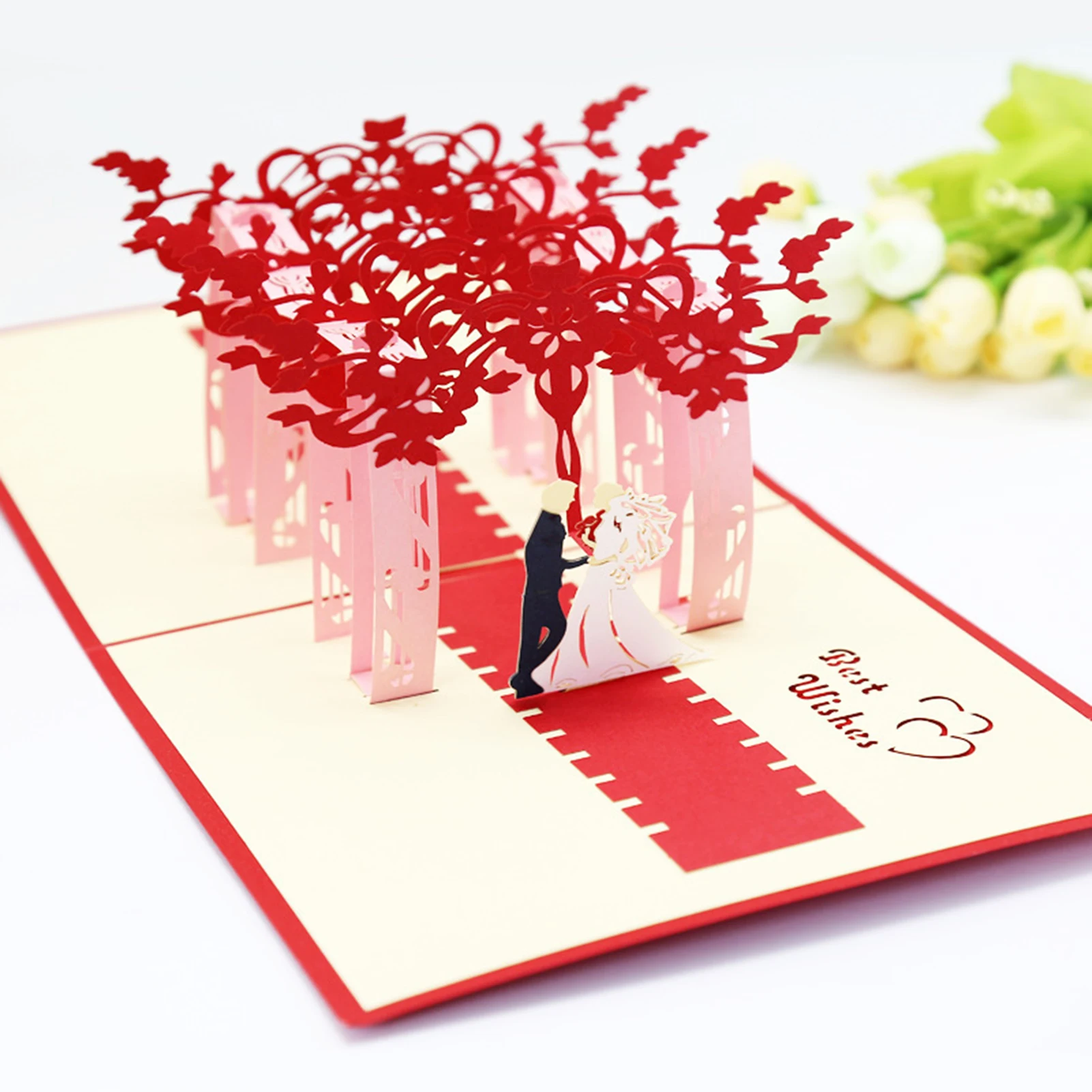 3D Pop-Up Korteles Gėlės Vestuvių Kortelės Jubiliejaus Dovanos Atvirukas Vestuvių Kvietimai, Atvirukai Valentino Dieną Šaliai Dekoro Nuotrauka 2