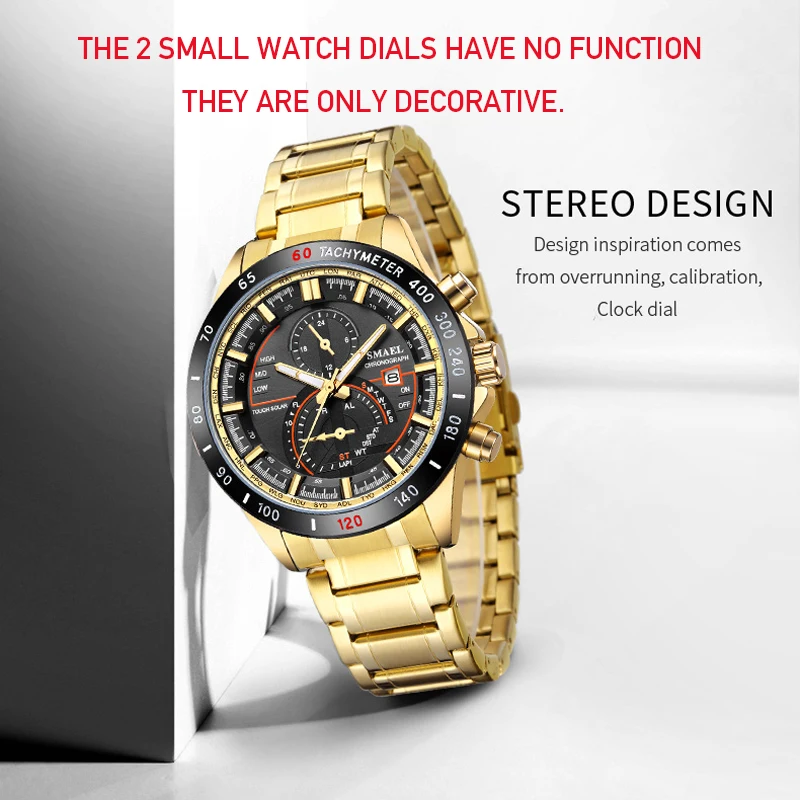 Mados 2022 Naujas Vyrų Žiūrėti Smael Prabanga Top Brand Kvarciniai Laikrodžiai Aukso Full Steel Verslo Laikrodis Atsparus Vandeniui Mens Relogio Nuotrauka 2