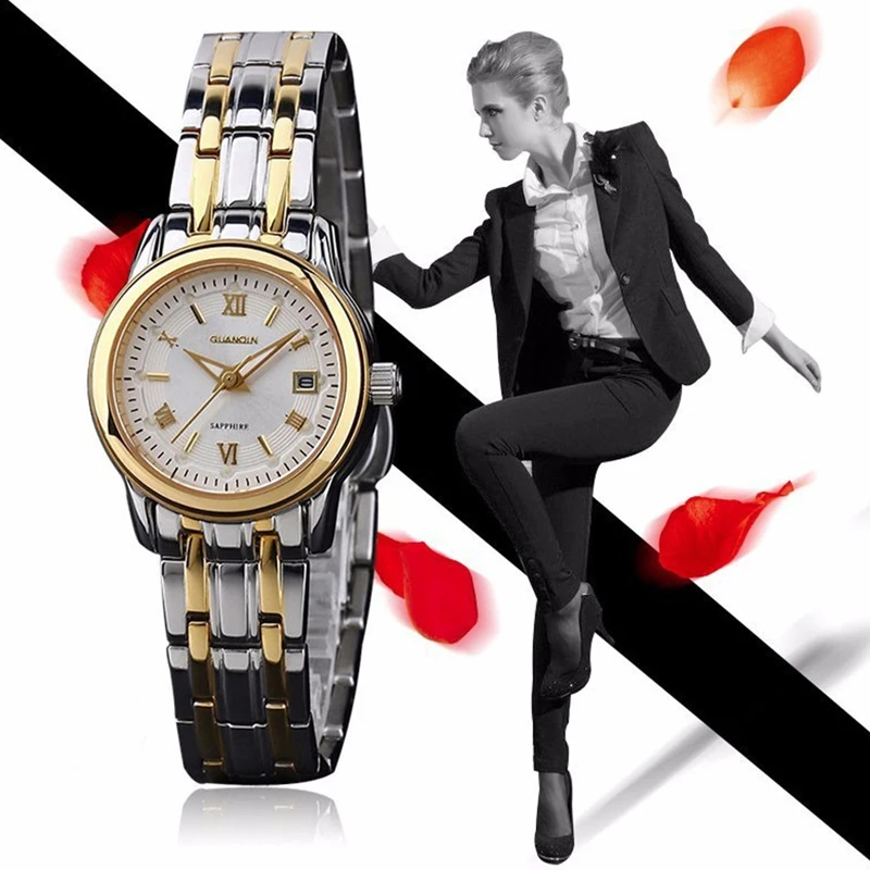 Didmeninė Kvarco žiūrėti moterų Laikrodžiai prabangos prekės Origianl GUANQIN Šviesos sapphire atsparus vandeniui laikrodžiai Kvarco lady žiūrėti Nuotrauka 5