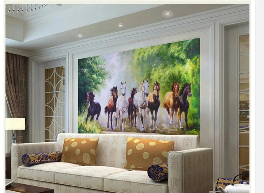 3d tapetai Miško fone freskos tapybos Aštuonių Arklių gyvenimo 3d tapetai Namų Puošybai Nuotrauka 2