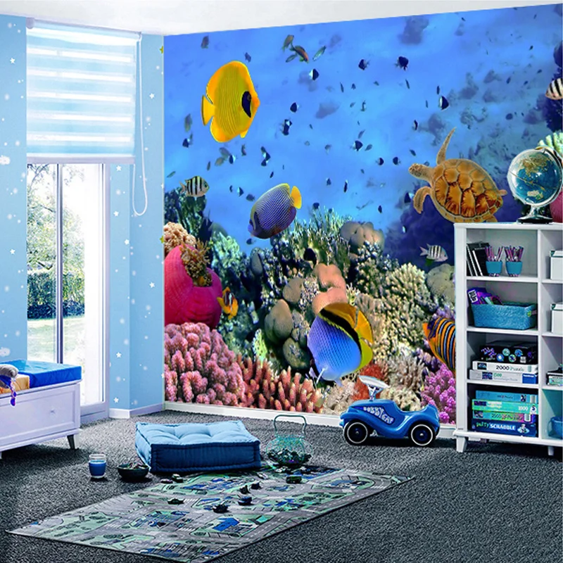Foto Tapetai, 3D Stereo Povandeninio Pasaulio Tropinių Žuvų Sienos Freskos Gyvenamasis Kambarys Sofos Fone Sienų Tapybos Papel De Parede Salė Nuotrauka 2