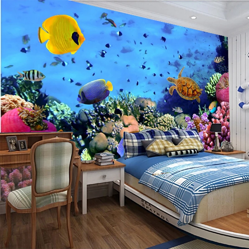 Foto Tapetai, 3D Stereo Povandeninio Pasaulio Tropinių Žuvų Sienos Freskos Gyvenamasis Kambarys Sofos Fone Sienų Tapybos Papel De Parede Salė Nuotrauka 3