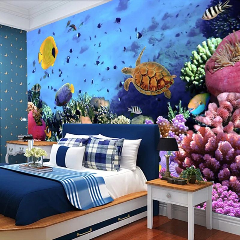 Foto Tapetai, 3D Stereo Povandeninio Pasaulio Tropinių Žuvų Sienos Freskos Gyvenamasis Kambarys Sofos Fone Sienų Tapybos Papel De Parede Salė Nuotrauka 4