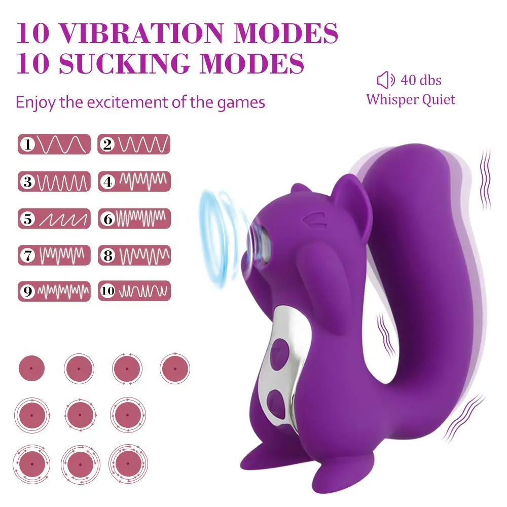 10 Dažnio Vibracijos Čiulpti Voverė Spenelių Vibratorius Gyvis Klitorio G Spot Stimuliatorius Nuotrauka 3